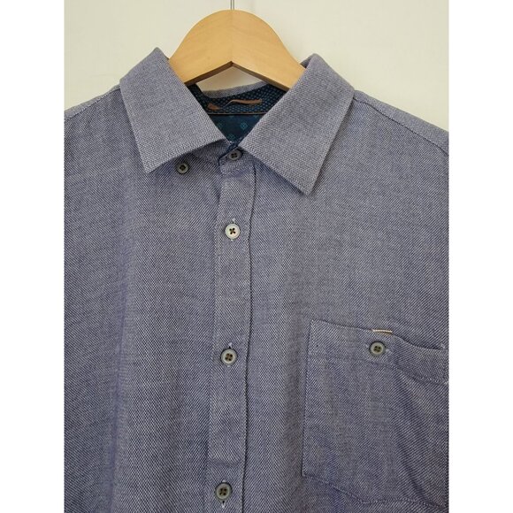 Ted Baker London Blue Herringbone Long Sleeve Button-Down Shirt Men's Sz 5 (XL) - Picture 3 of 7